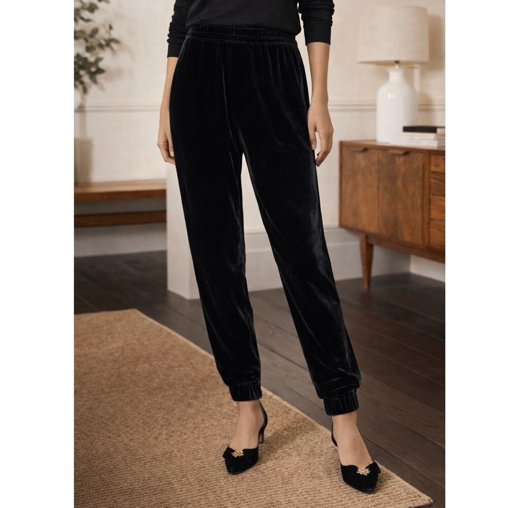 Boden Black Velvet Jogger Ankle Length Pants Size 2